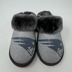 New England Patriots‎ NFL Fur Slide Slippers by FOCO Gray Women's Size S (5-6)